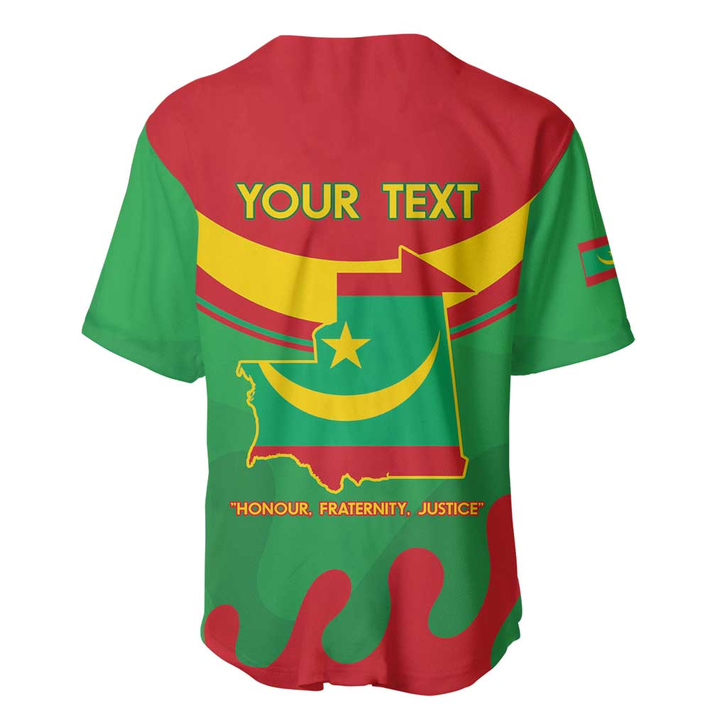 Personalised Mauritania Independence Day Baseball Jersey Coat Of Arms With Map Flag Color - Wonder Print Shop