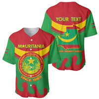 Personalised Mauritania Independence Day Baseball Jersey Coat Of Arms With Map Flag Color - Wonder Print Shop