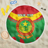 Personalised Mauritania Independence Day Beach Blanket Coat Of Arms With Map Flag Color - Wonder Print Shop