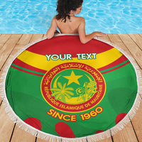 Personalised Mauritania Independence Day Beach Blanket Coat Of Arms With Map Flag Color - Wonder Print Shop