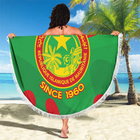 Personalised Mauritania Independence Day Beach Blanket Coat Of Arms With Map Flag Color - Wonder Print Shop