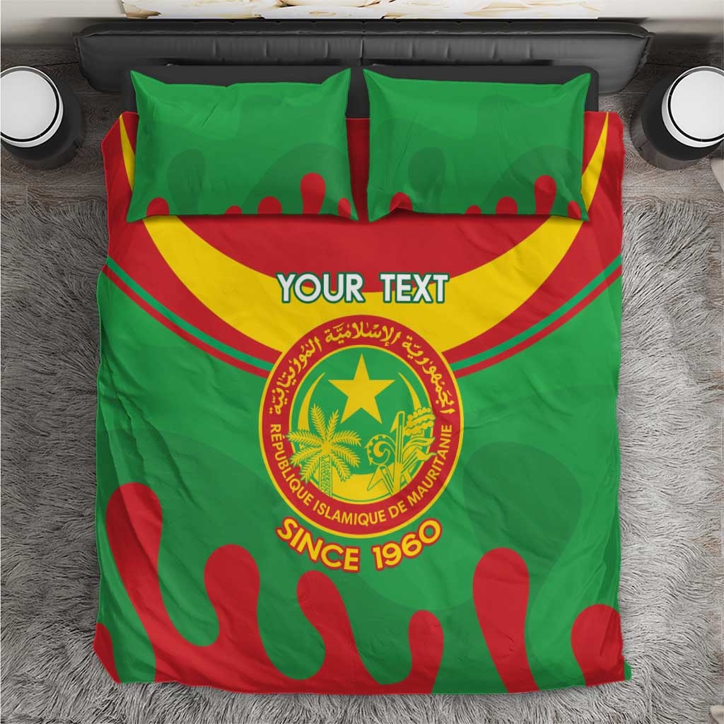 Personalised Mauritania Independence Day Bedding Set Coat Of Arms With Map Flag Color - Wonder Print Shop