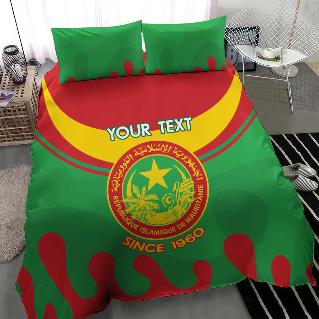 Personalised Mauritania Independence Day Bedding Set Coat Of Arms With Map Flag Color - Wonder Print Shop