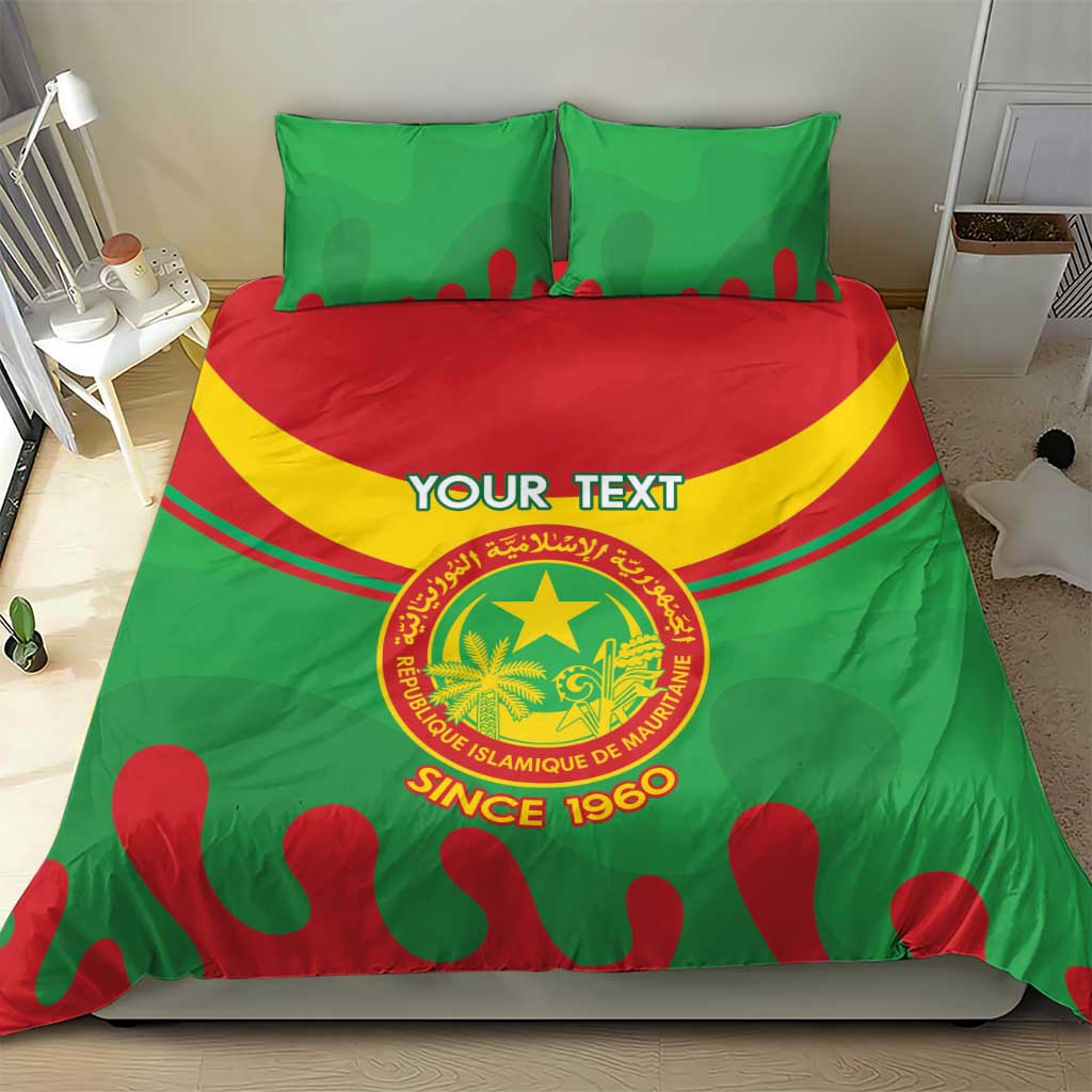 Personalised Mauritania Independence Day Bedding Set Coat Of Arms With Map Flag Color - Wonder Print Shop