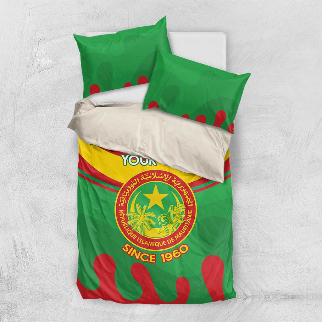 Personalised Mauritania Independence Day Bedding Set Coat Of Arms With Map Flag Color - Wonder Print Shop