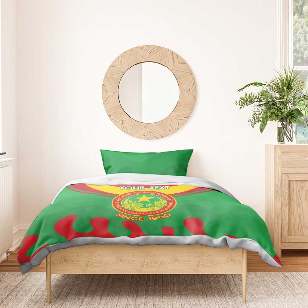 Personalised Mauritania Independence Day Bedding Set Coat Of Arms With Map Flag Color - Wonder Print Shop