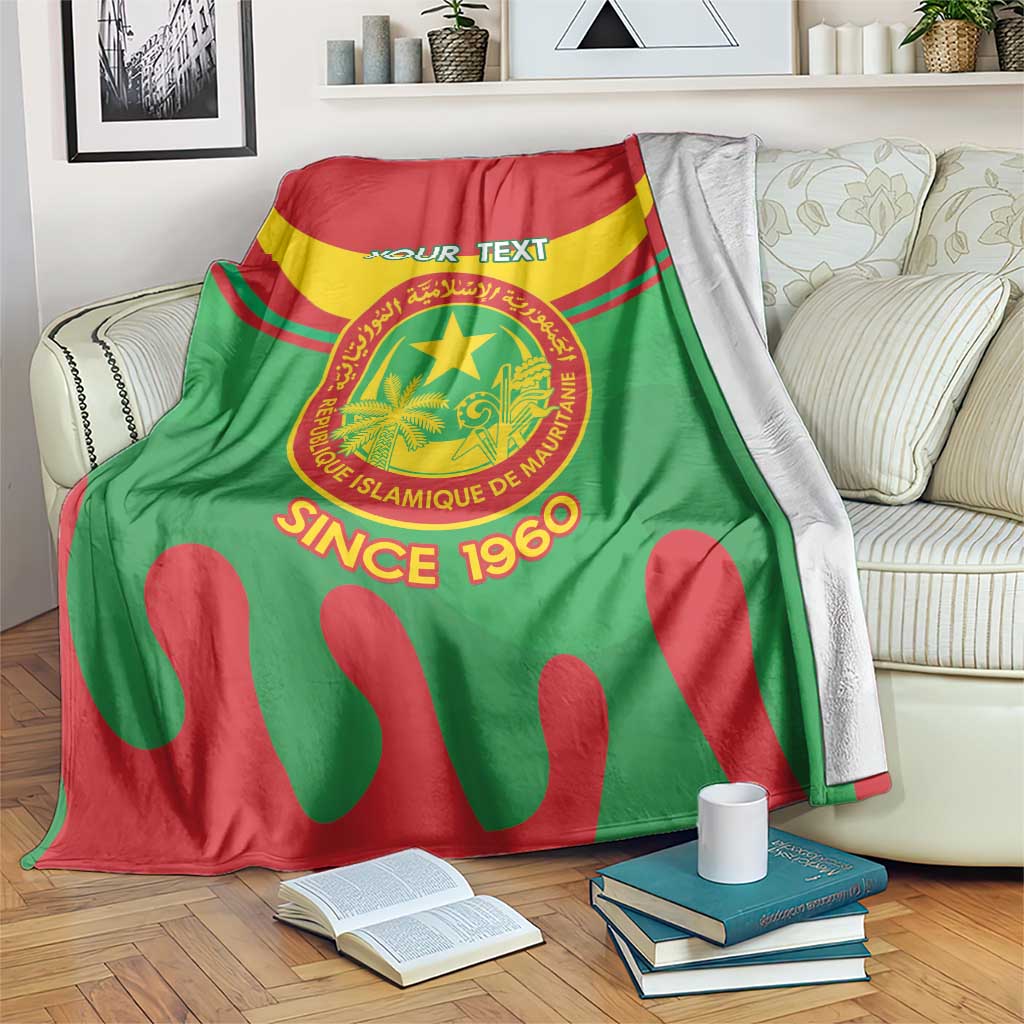 Personalised Mauritania Independence Day Blanket Coat Of Arms With Map Flag Color