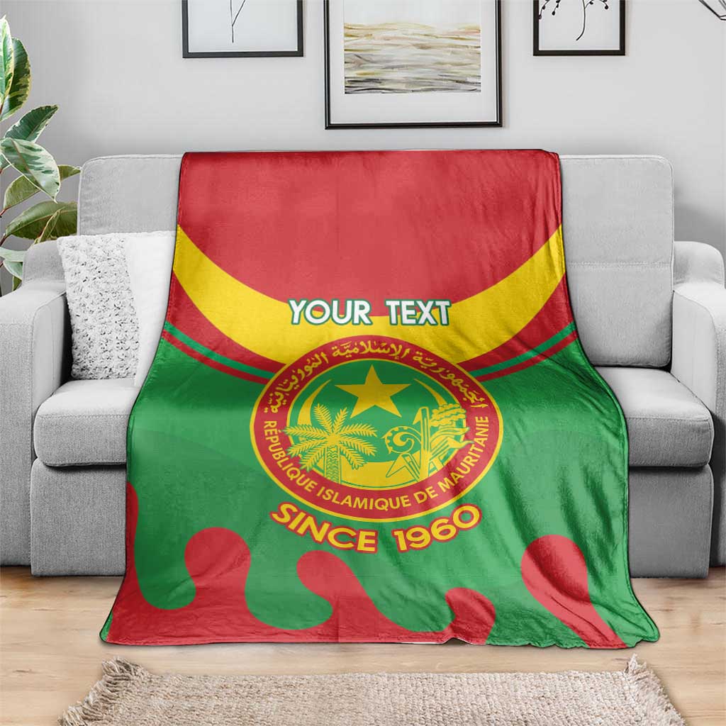 Personalised Mauritania Independence Day Blanket Coat Of Arms With Map Flag Color