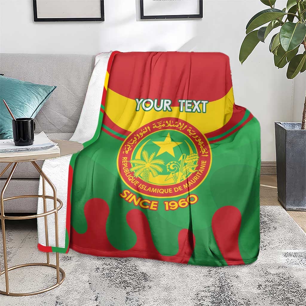 Personalised Mauritania Independence Day Blanket Coat Of Arms With Map Flag Color