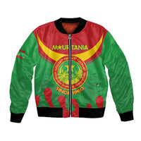 Personalised Mauritania Independence Day Bomber Jacket Coat Of Arms With Map Flag Color - Wonder Print Shop