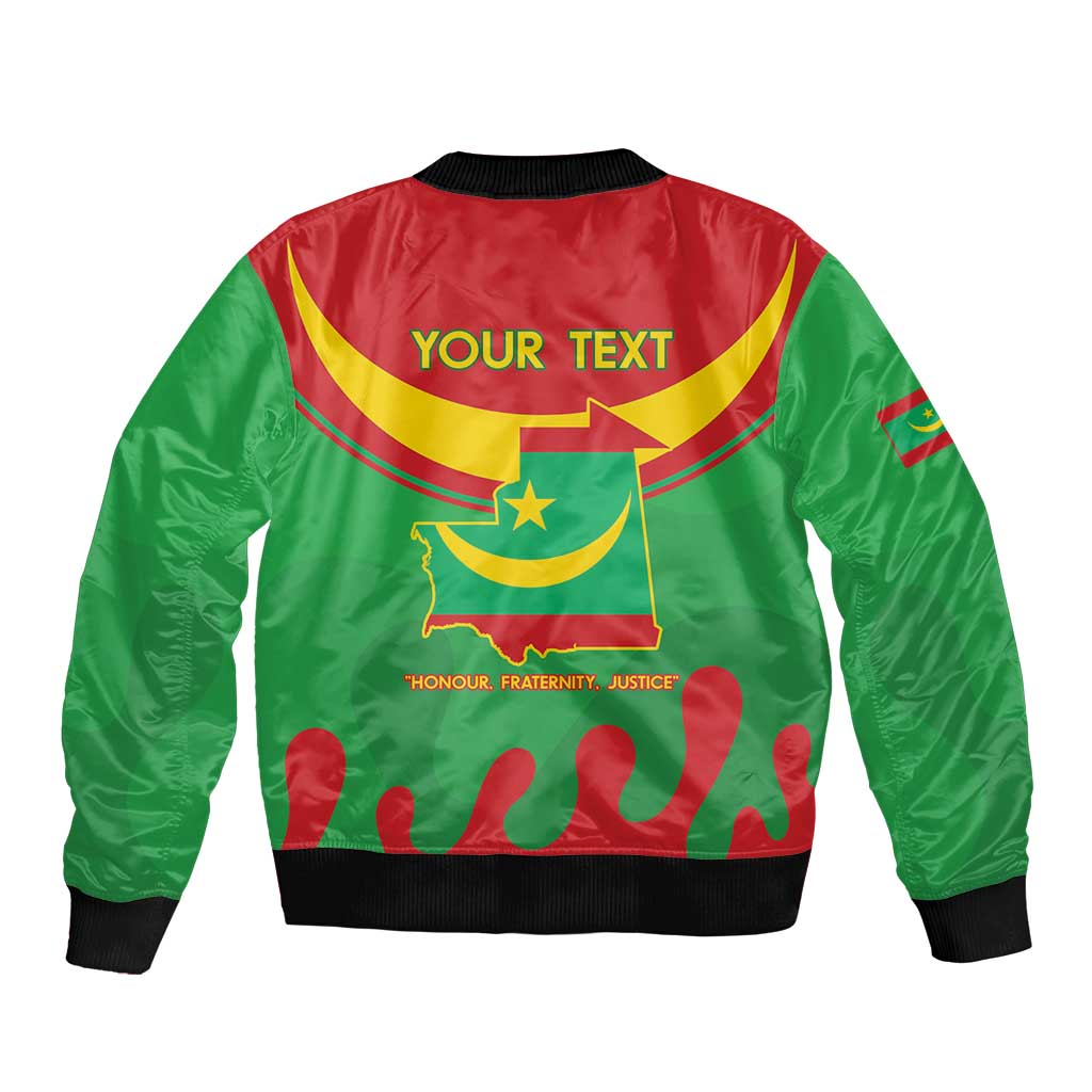 Personalised Mauritania Independence Day Bomber Jacket Coat Of Arms With Map Flag Color - Wonder Print Shop