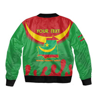 Personalised Mauritania Independence Day Bomber Jacket Coat Of Arms With Map Flag Color - Wonder Print Shop
