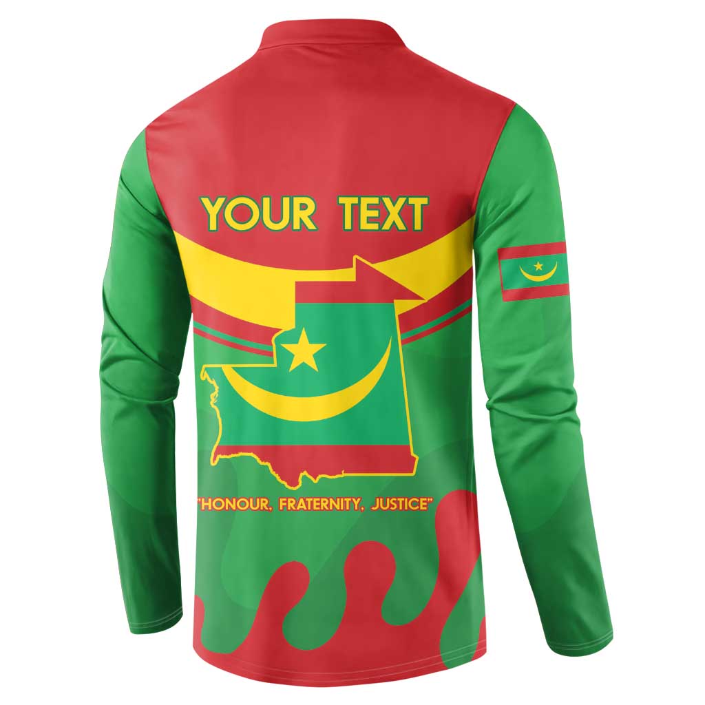 Personalised Mauritania Independence Day Button Sweatshirt Coat Of Arms With Map Flag Color - Wonder Print Shop