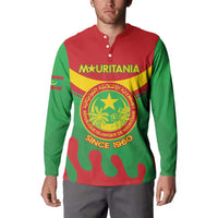 Personalised Mauritania Independence Day Button Sweatshirt Coat Of Arms With Map Flag Color - Wonder Print Shop