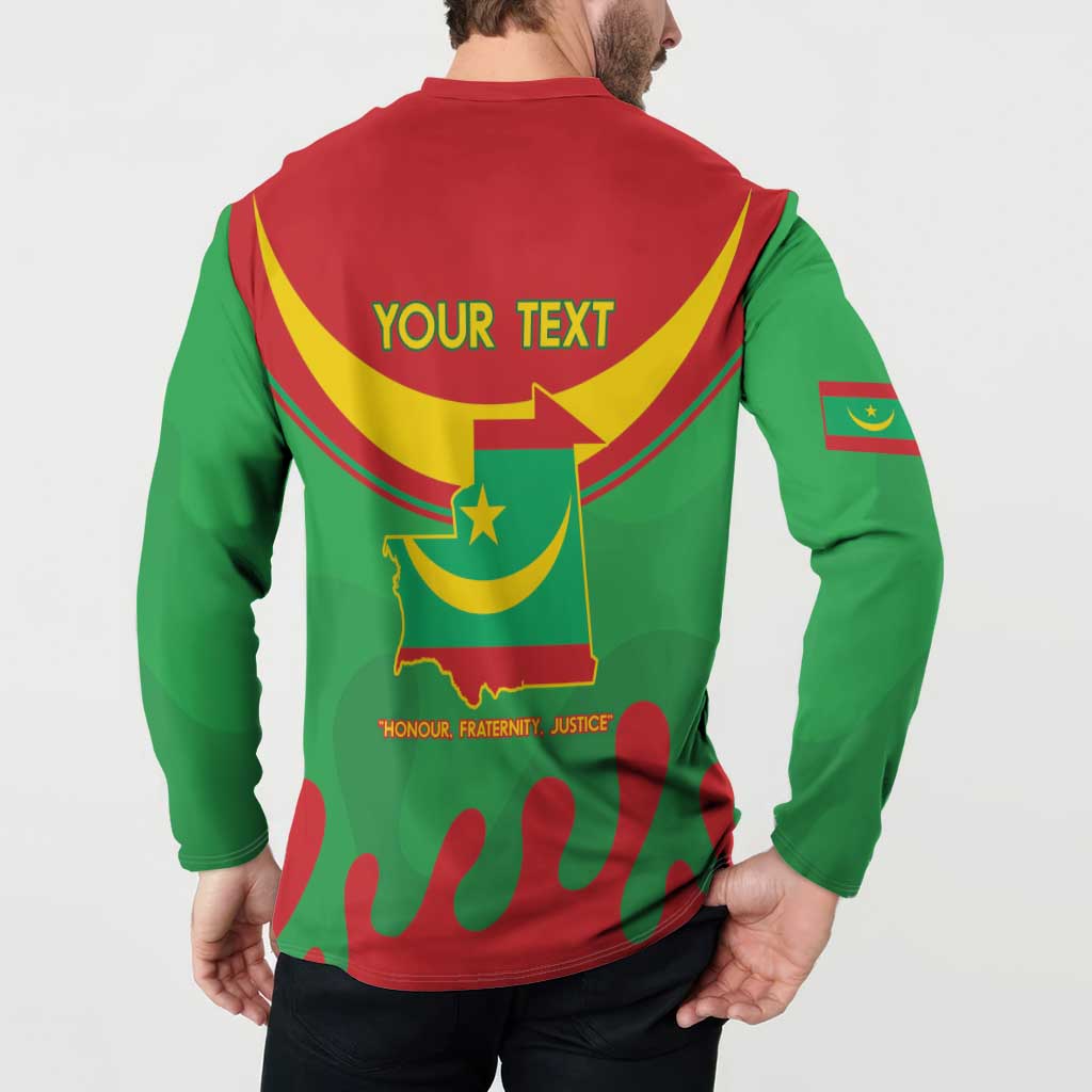 Personalised Mauritania Independence Day Button Sweatshirt Coat Of Arms With Map Flag Color - Wonder Print Shop