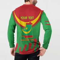 Personalised Mauritania Independence Day Button Sweatshirt Coat Of Arms With Map Flag Color - Wonder Print Shop