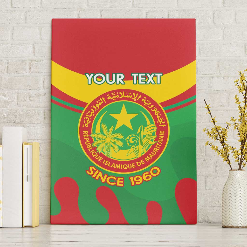 Personalised Mauritania Independence Day Canvas Wall Art Coat Of Arms With Map Flag Color - Wonder Print Shop