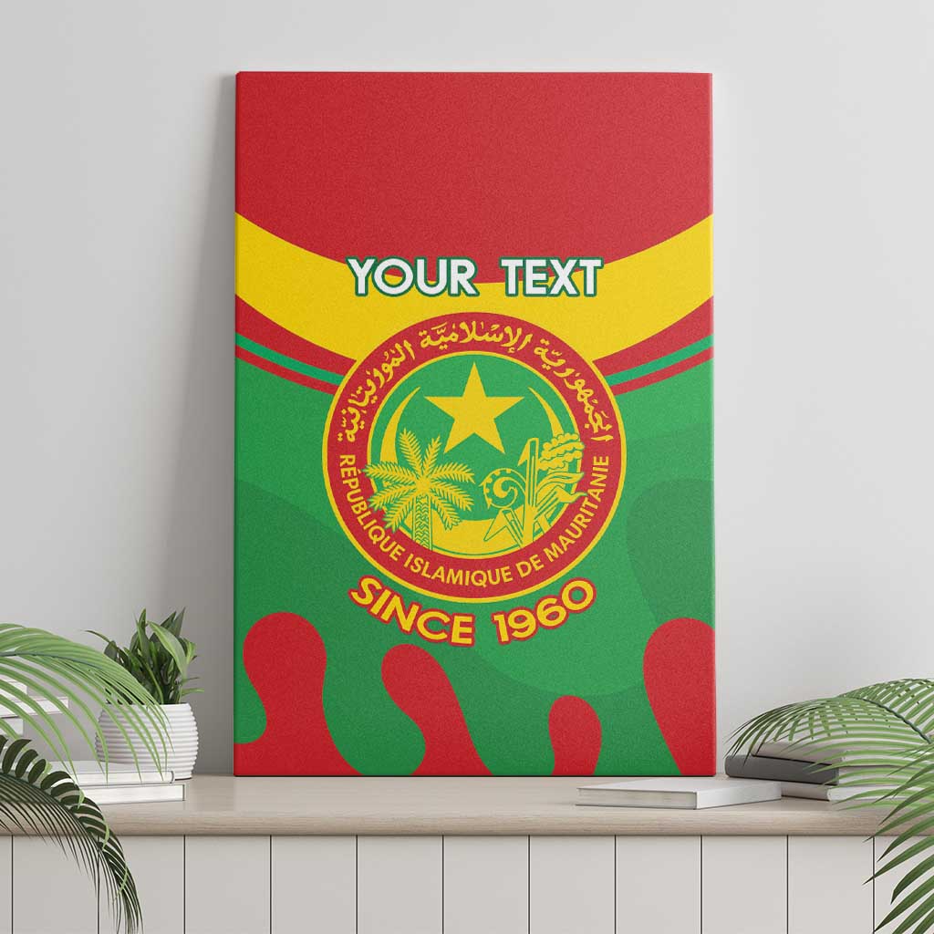 Personalised Mauritania Independence Day Canvas Wall Art Coat Of Arms With Map Flag Color - Wonder Print Shop