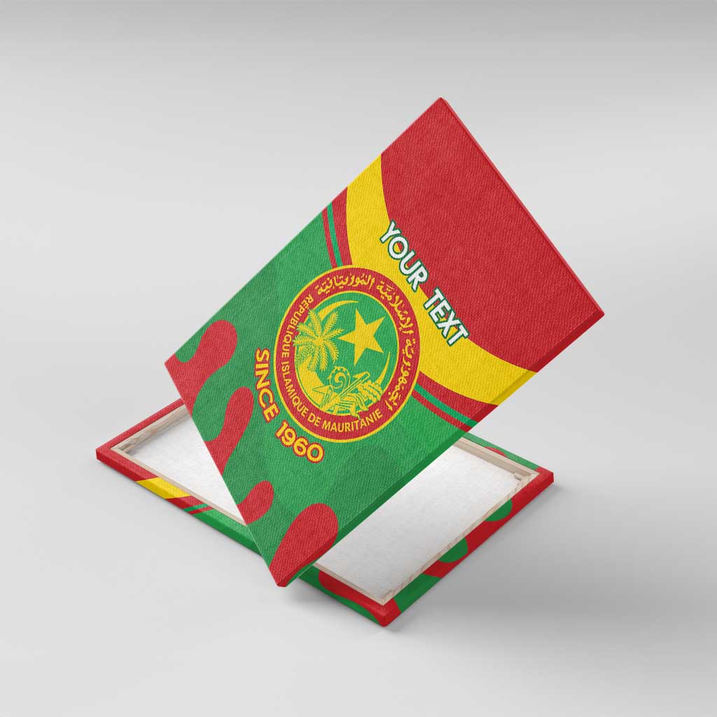 Personalised Mauritania Independence Day Canvas Wall Art Coat Of Arms With Map Flag Color - Wonder Print Shop
