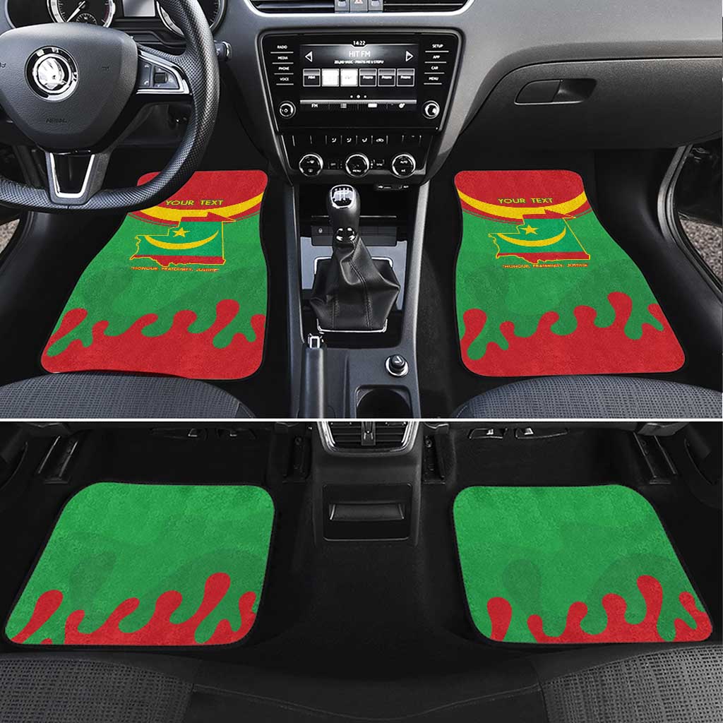 Personalised Mauritania Independence Day Car Mats Coat Of Arms With Map Flag Color - Wonder Print Shop