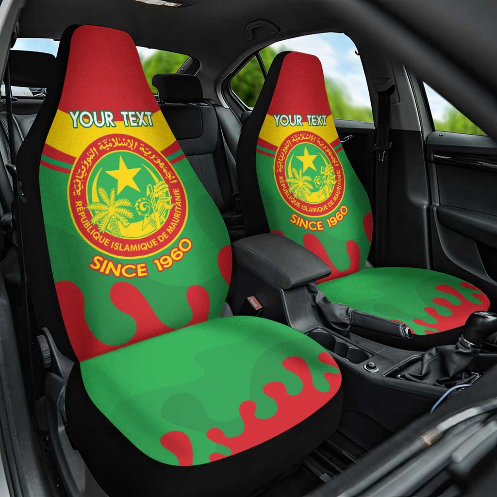 Personalised Mauritania Independence Day Car Seat Cover Coat Of Arms With Map Flag Color - Wonder Print Shop