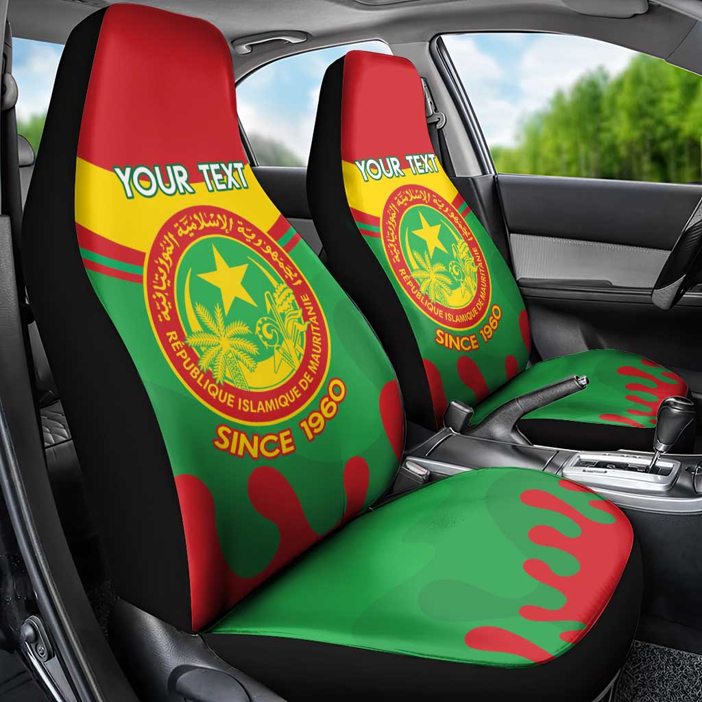 Personalised Mauritania Independence Day Car Seat Cover Coat Of Arms With Map Flag Color - Wonder Print Shop