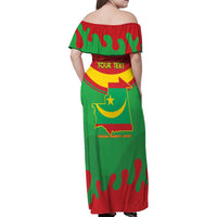Personalised Mauritania Independence Day Family Matching Off Shoulder Maxi Dress and Hawaiian Shirt Coat Of Arms With Map Flag Color - Wonder Print Shop
