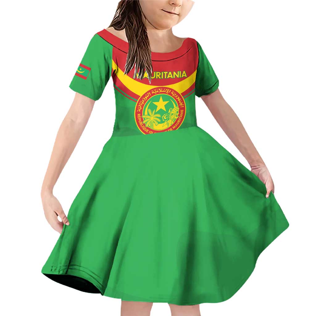 Personalised Mauritania Independence Day Family Matching Off Shoulder Short Dress and Hawaiian Shirt Coat Of Arms With Map Flag Color - Wonder Print Shop
