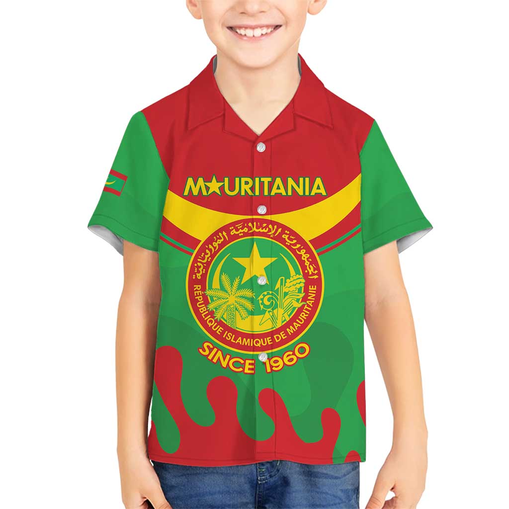 Personalised Mauritania Independence Day Family Matching Off Shoulder Short Dress and Hawaiian Shirt Coat Of Arms With Map Flag Color - Wonder Print Shop
