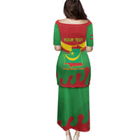 Personalised Mauritania Independence Day Family Matching Puletasi and Hawaiian Shirt Coat Of Arms With Map Flag Color - Wonder Print Shop