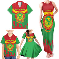 Personalised Mauritania Independence Day Family Matching Tank Maxi Dress and Hawaiian Shirt Coat Of Arms With Map Flag Color - Wonder Print Shop