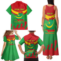 Personalised Mauritania Independence Day Family Matching Tank Maxi Dress and Hawaiian Shirt Coat Of Arms With Map Flag Color - Wonder Print Shop