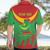 Personalised Mauritania Independence Day Hawaiian Shirt Coat Of Arms With Map Flag Color - Wonder Print Shop
