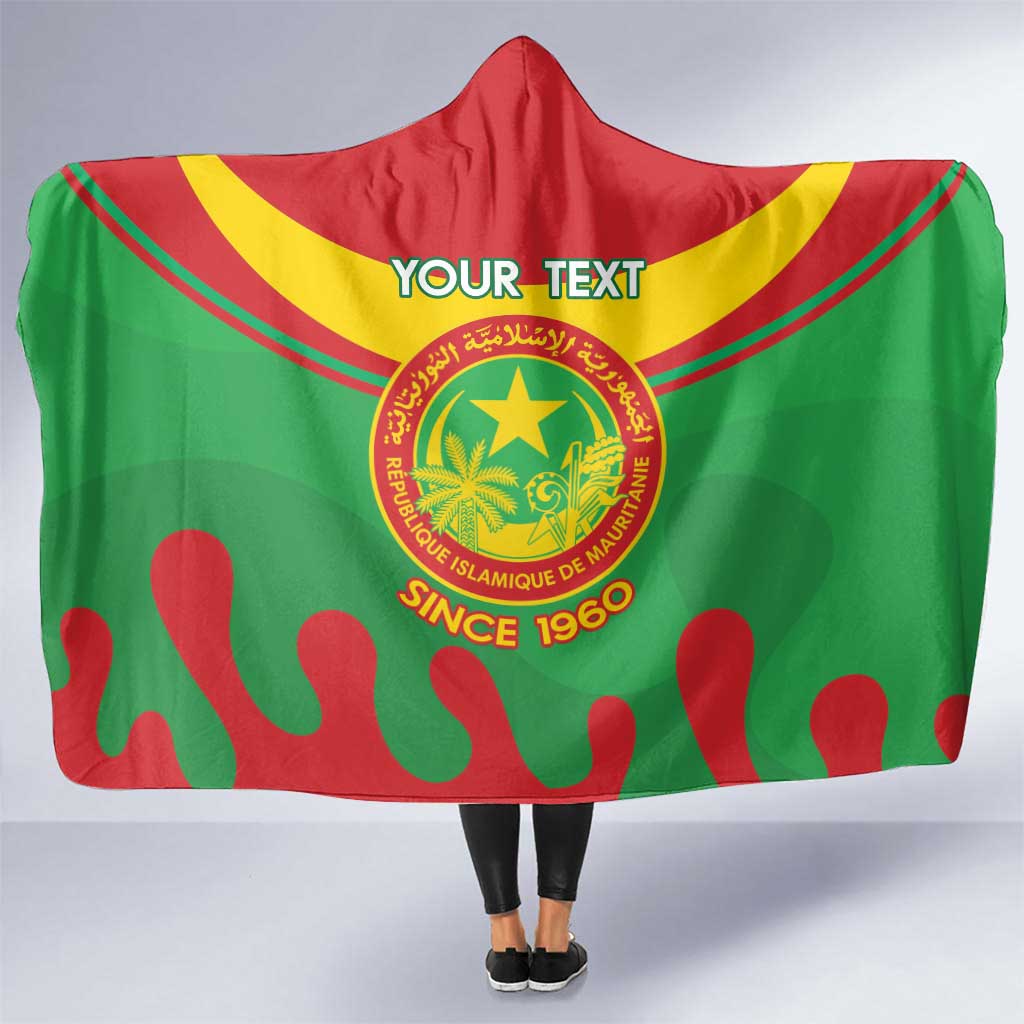 Personalised Mauritania Independence Day Hooded Blanket Coat Of Arms With Map Flag Color