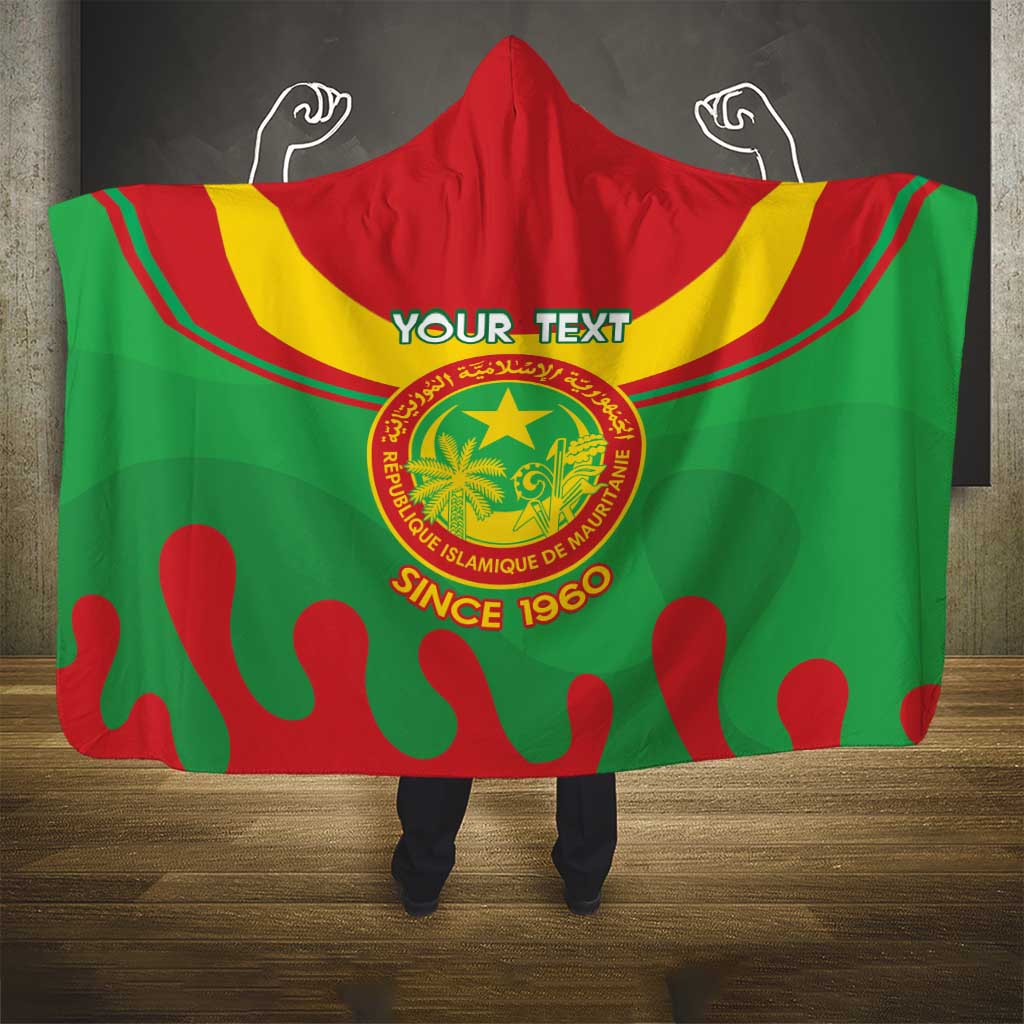 Personalised Mauritania Independence Day Hooded Blanket Coat Of Arms With Map Flag Color
