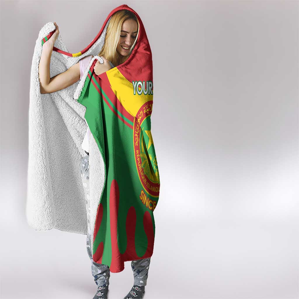 Personalised Mauritania Independence Day Hooded Blanket Coat Of Arms With Map Flag Color