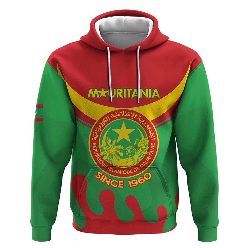 Personalised Mauritania Independence Day Hoodie Coat Of Arms With Map Flag Color - Wonder Print Shop