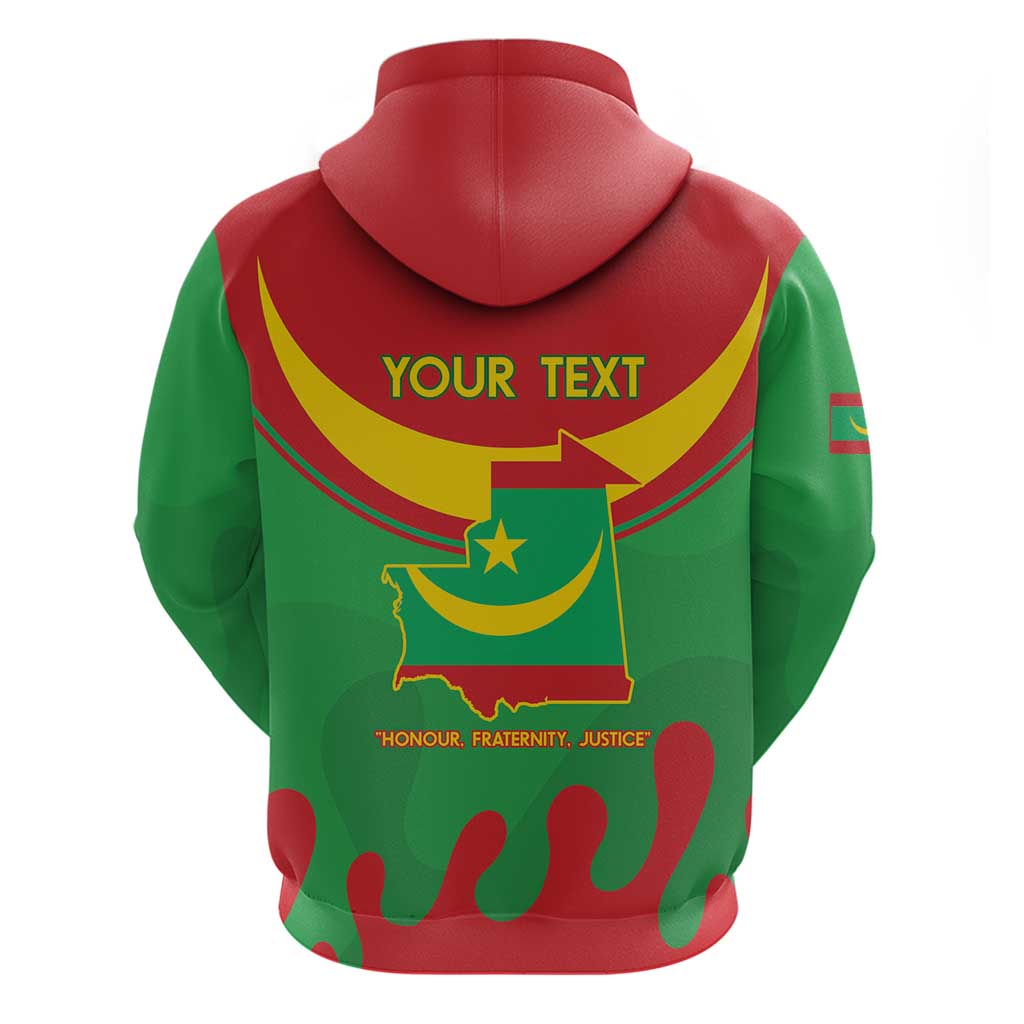 Personalised Mauritania Independence Day Hoodie Coat Of Arms With Map Flag Color - Wonder Print Shop