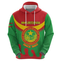 Personalised Mauritania Independence Day Hoodie Coat Of Arms With Map Flag Color - Wonder Print Shop