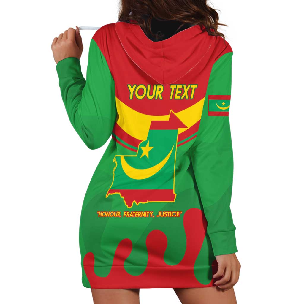 Personalised Mauritania Independence Day Hoodie Dress Coat Of Arms With Map Flag Color - Wonder Print Shop
