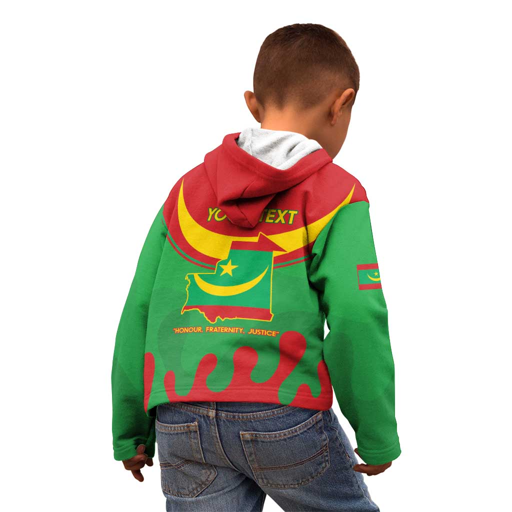 Personalised Mauritania Independence Day Kid Hoodie Coat Of Arms With Map Flag Color - Wonder Print Shop
