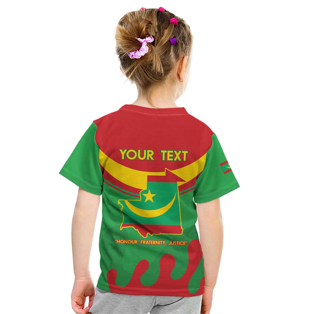 Personalised Mauritania Independence Day Kid T Shirt Coat Of Arms With Map Flag Color - Wonder Print Shop