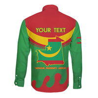 Personalised Mauritania Independence Day Long Sleeve Button Shirt Coat Of Arms With Map Flag Color - Wonder Print Shop