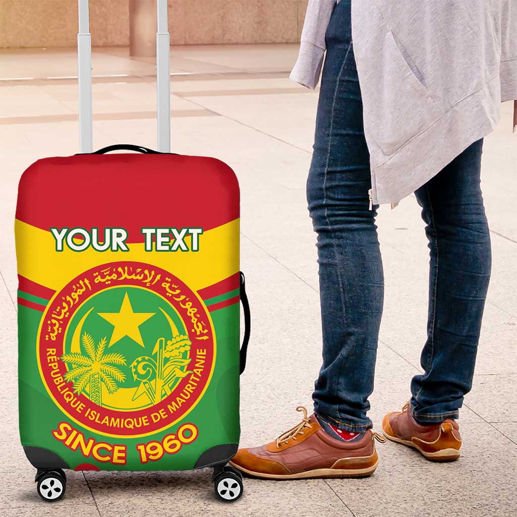 Personalised Mauritania Independence Day Luggage Cover Coat Of Arms With Map Flag Color - Wonder Print Shop