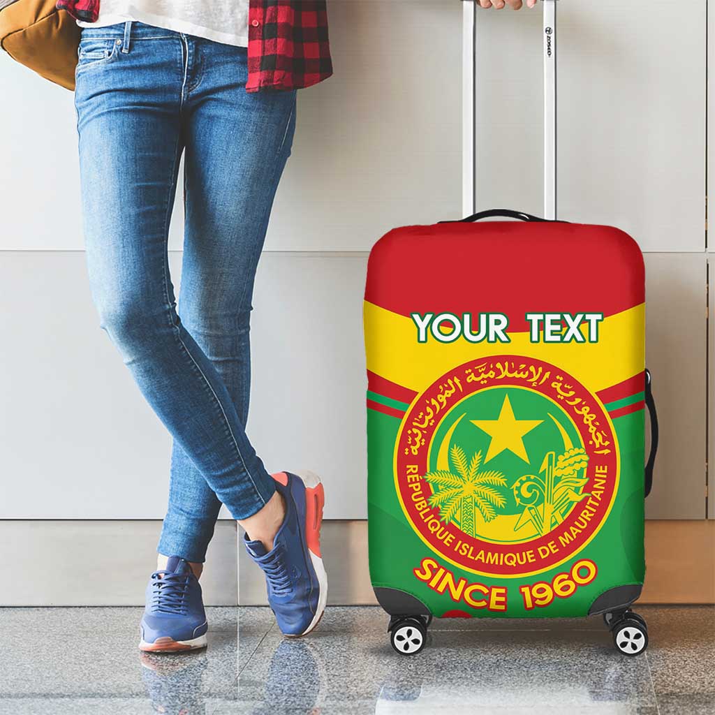 Personalised Mauritania Independence Day Luggage Cover Coat Of Arms With Map Flag Color - Wonder Print Shop