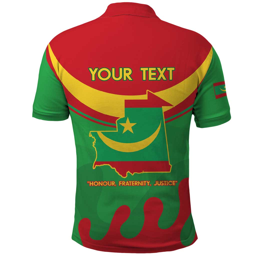 Personalised Mauritania Independence Day Polo Shirt Coat Of Arms With Map Flag Color - Wonder Print Shop