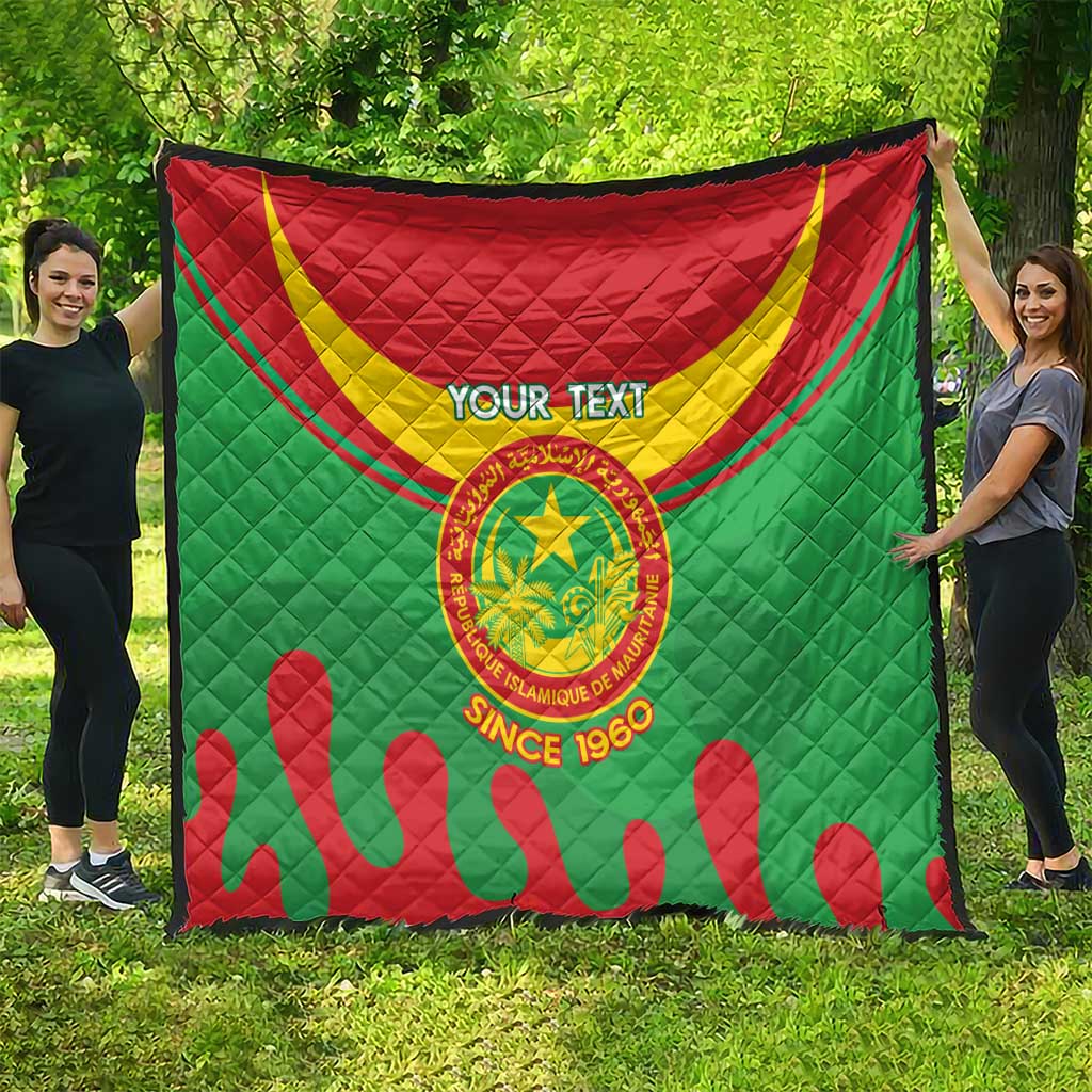 Personalised Mauritania Independence Day Quilt Coat Of Arms With Map Flag Color - Wonder Print Shop