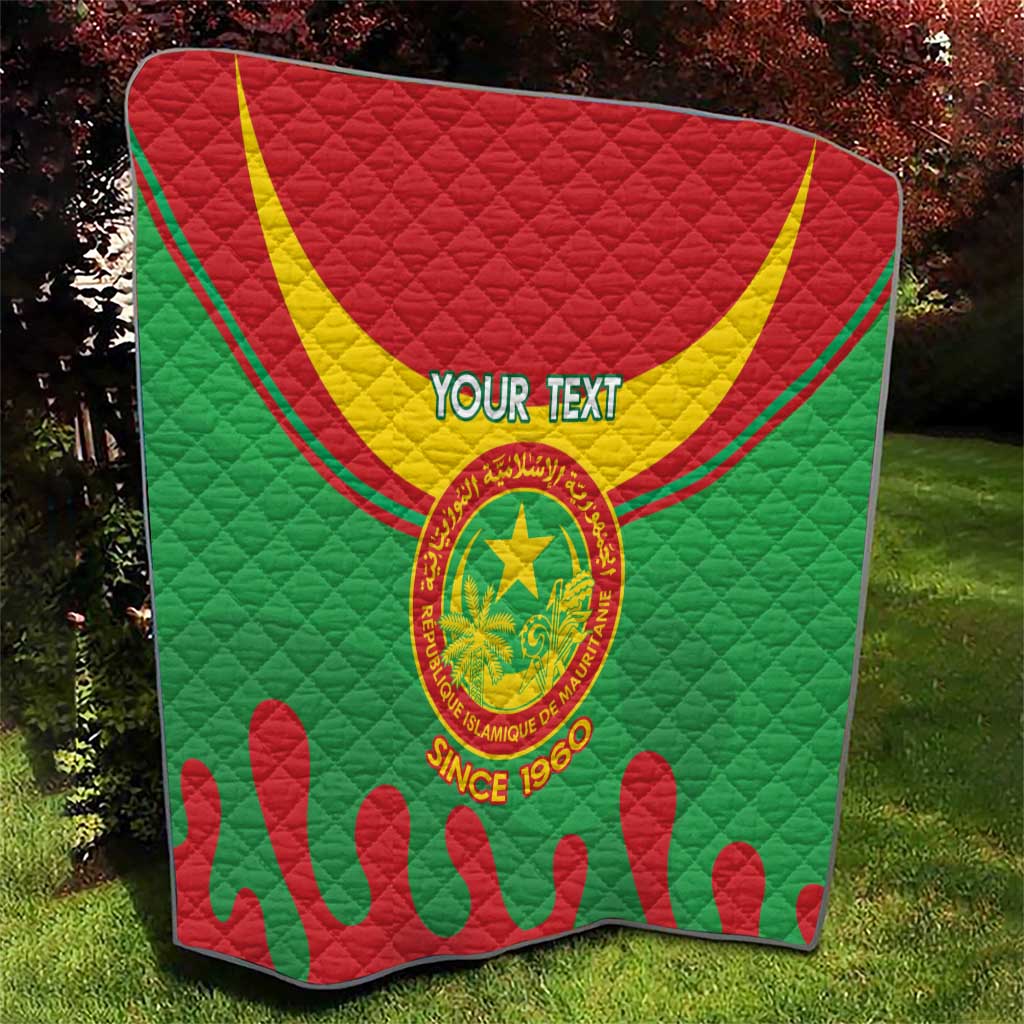 Personalised Mauritania Independence Day Quilt Coat Of Arms With Map Flag Color - Wonder Print Shop
