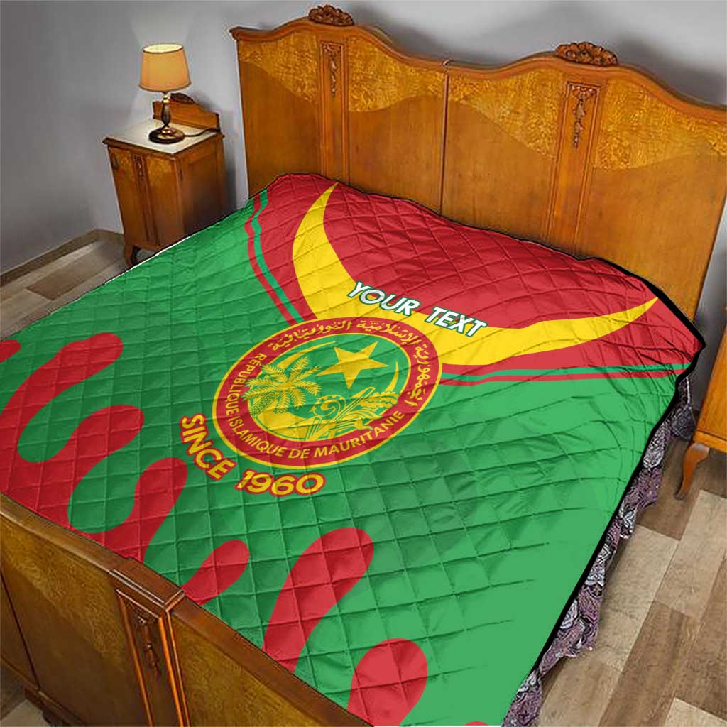 Personalised Mauritania Independence Day Quilt Coat Of Arms With Map Flag Color - Wonder Print Shop