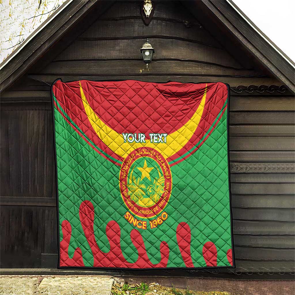 Personalised Mauritania Independence Day Quilt Coat Of Arms With Map Flag Color - Wonder Print Shop